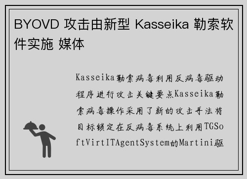 BYOVD 攻击由新型 Kasseika 勒索软件实施 媒体