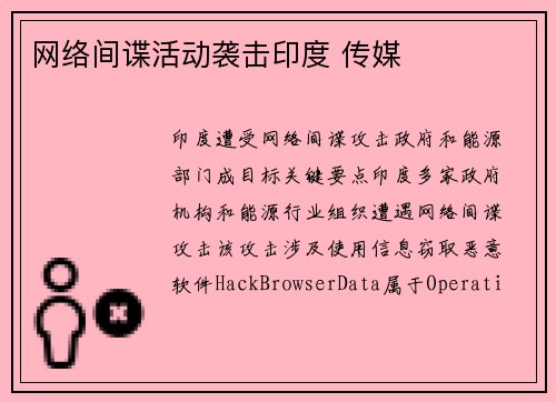网络间谍活动袭击印度 传媒